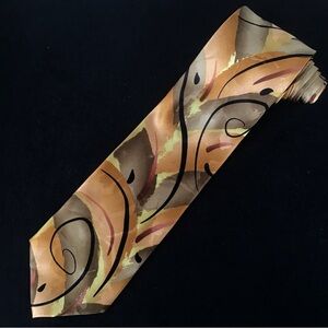 Jerry Garcia Mens 100% Silk Neck Tie Abstract Gold Black